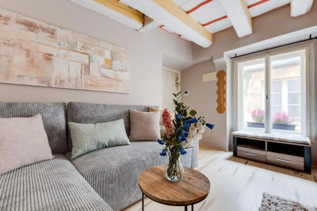 Old Crooked Beams Near Charles Bridge In Prague Apartment