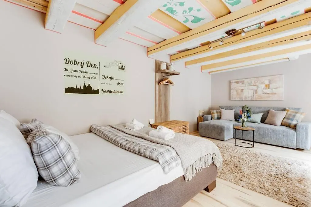Old Crooked Beams Near Charles Bridge In Prague Apartment
