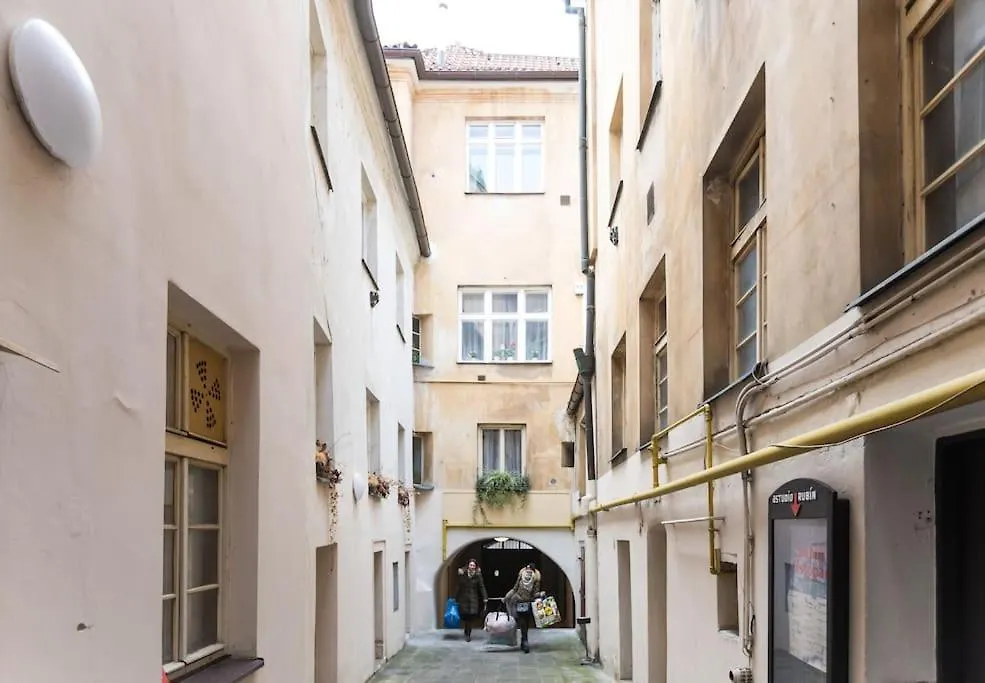 Old Crooked Beams Near Charles Bridge In Prague Apartment
